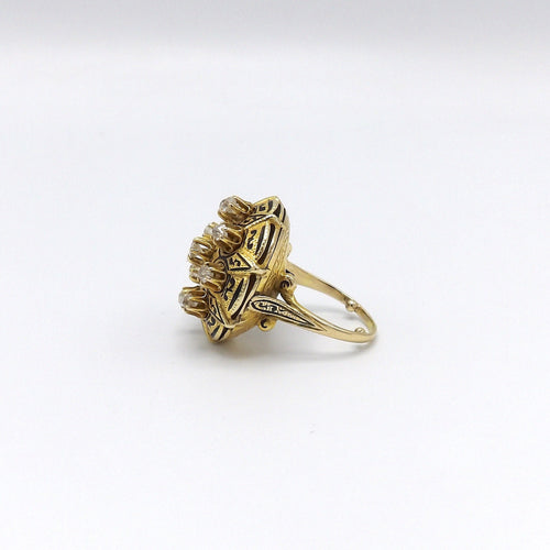 Bague Bague victorienne en or jaune 18 ct, diamants et émail noir 58 Facettes