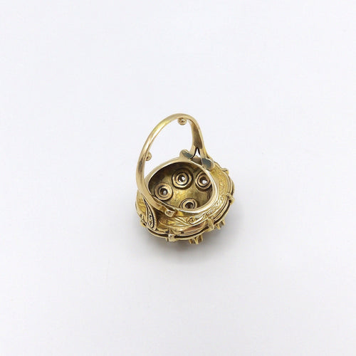Bague Bague victorienne en or jaune 18 ct, diamants et émail noir 58 Facettes