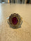 Bague 53 Bague vintage en or jaune 18K, rubis birman et diamants 58 Facettes
