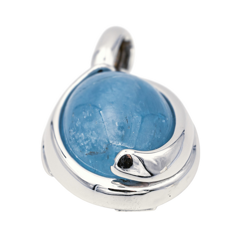 Pendentif Pendentif en or blanc 18 carats avec agate bleue 58 Facettes 1026468CD