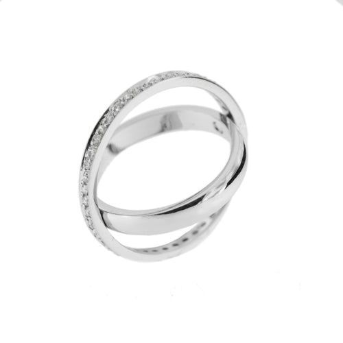 Bague 52 Alliance fede - Bague en or blanc 18 ct et diamants 0,46 ct 58 Facettes 10308