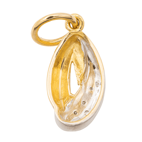 Pendentif Pendentif bicolore en or jaune et blanc 18 carats serti de diamants 58 Facettes 1048321CD