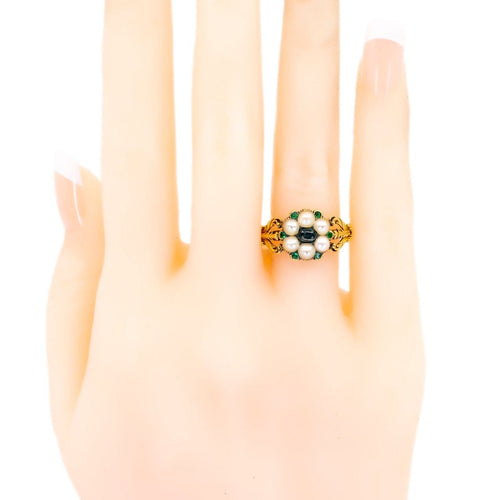 Bague 52.5 Bague en or 14 ct perles, pierre de lune et émeraudes 58 Facettes FC223F2949D846B79D181013A882C484