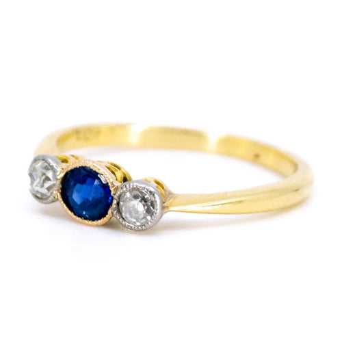 Bague 54.5 Bague Art Déco en or 18 ct, saphir et diamants 58 Facettes 88914CB189C547DF9C8B323349B654F6