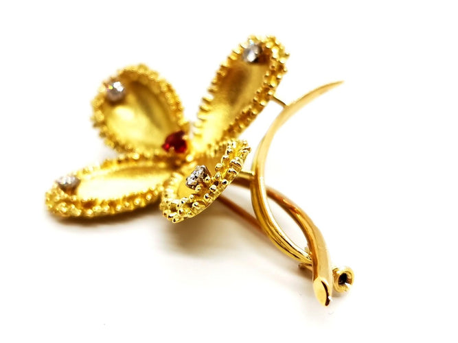 Broche Broche Vintage Or jaune Rubis, Diamant 58 Facettes 1089906CD