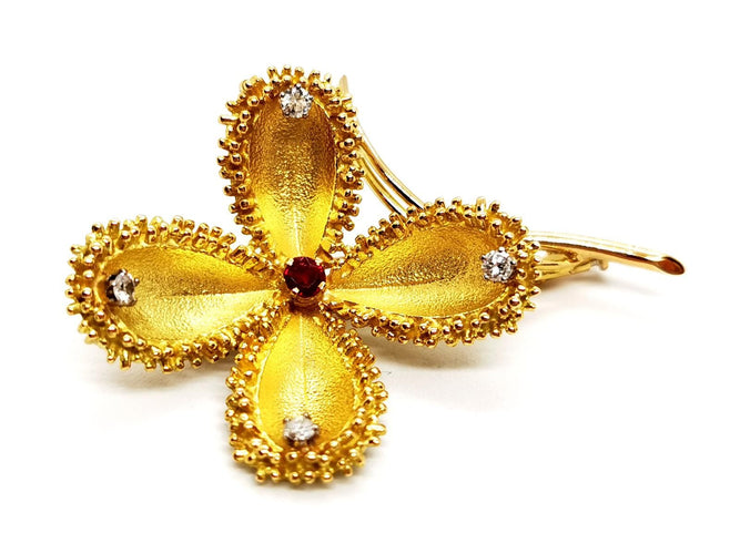 Broche Broche Vintage Or jaune Rubis, Diamant 58 Facettes 1089906CD