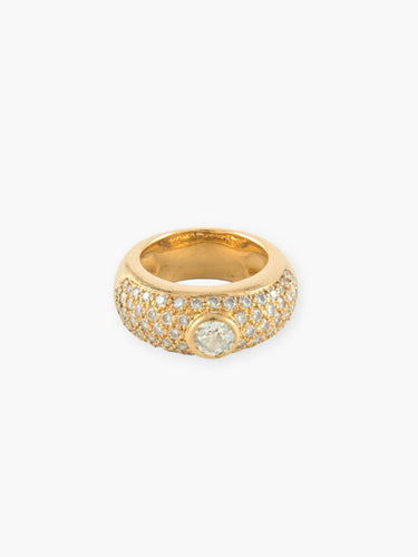 Bague 51 Bague jonc pavée en or jaune 18k et diamants 58 Facettes 130055