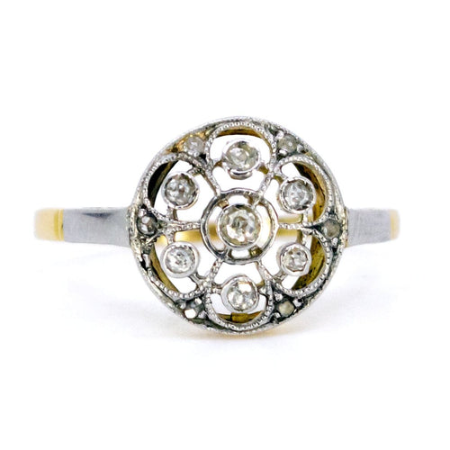 Bague 54 Bague ajourée Art déco en or jaune 18 ct et diamants 58 Facettes BB14C6818C534B3EAE174D2B2788840F