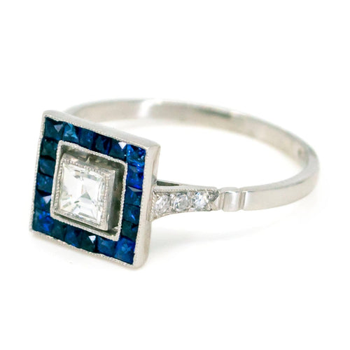 Bague 55 Bague en platine avec diamant et saphirs 58 Facettes 82D30D78F205492C917A7069D8B6C2E8