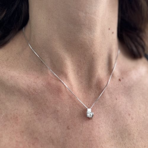 Collier Collier solitaire - Collier en or blanc 18 ct avec diamant 0,45 ct 58 Facettes 11146