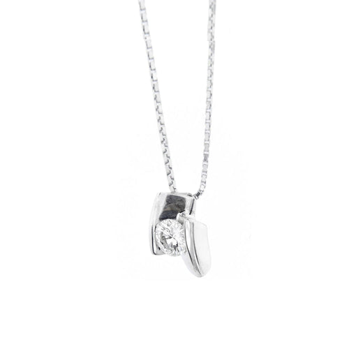 Collier Collier solitaire - Collier en or blanc 18 ct avec diamant 0,45 ct 58 Facettes 11146