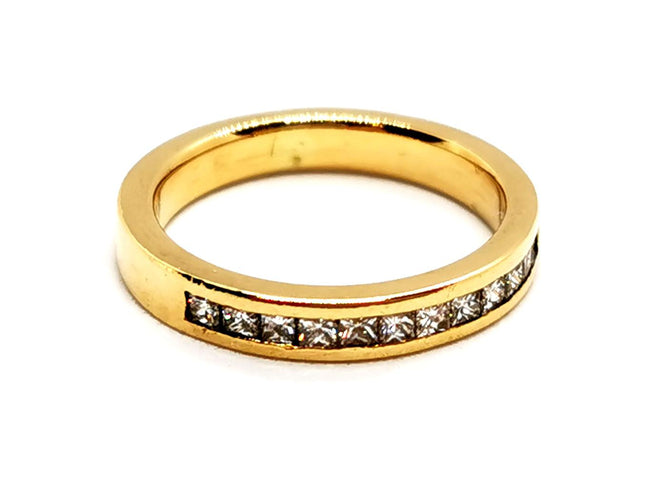 Bague 48 Bague demi-alliance sertie rail en or jaune 18 carats et diamants 58 Facettes 1126712CN