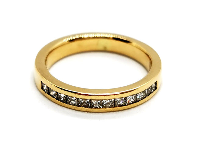 Bague 48 Bague demi-alliance sertie rail en or jaune 18 carats et diamants 58 Facettes 1126712CN