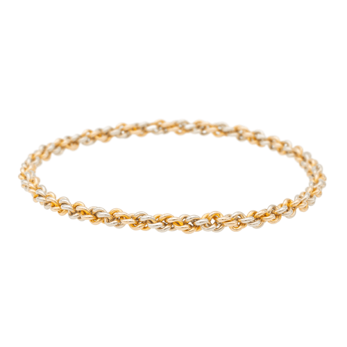 Bracelet Bracelet à maillons ronds en or blanc et or rose 18 carats 58 Facettes 1140999CN