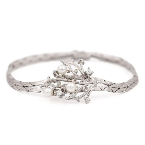 Bracelet Bracelet Vintage Or blanc Diamant, Perle 58 Facettes 1142143CN