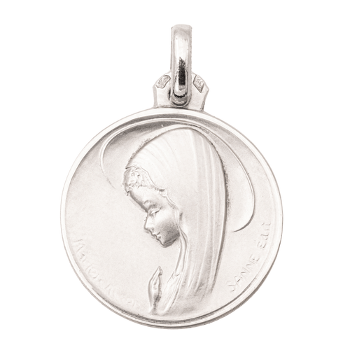 Pendentif Pendentif médaille religieuse en or blanc 18 carats 58 Facettes 1145651CD