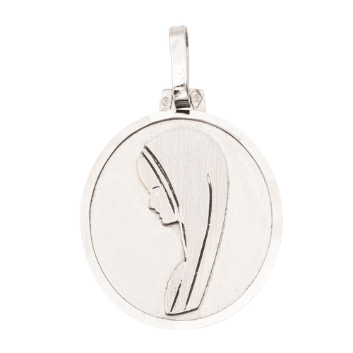 Pendentif Pendentif médaille religieuse en or blanc 18 carats 58 Facettes 1145653CD