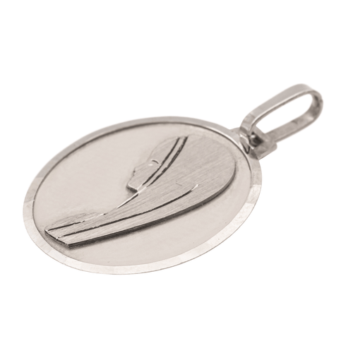 Pendentif Pendentif médaille religieuse en or blanc 18 carats 58 Facettes 1145653CD