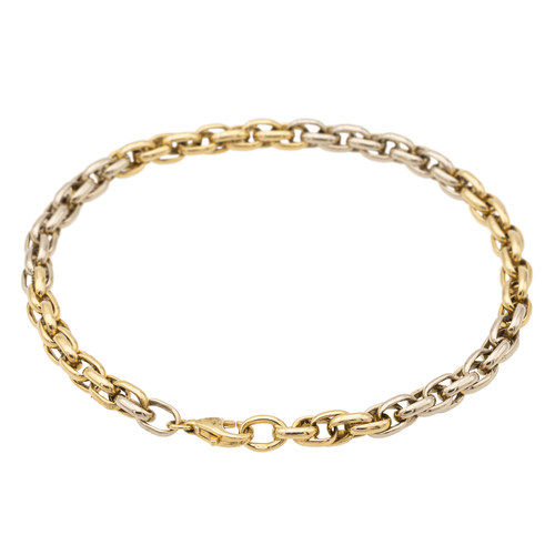 Bracelet Bracelet maille ovale en or jaune et or blanc 18 carats 58 Facettes 1161958CD