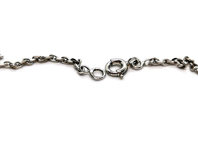 Collier Collier chaîne et pendentif ovale en or blanc 18 carats et diamants 58 Facettes 1182635CD