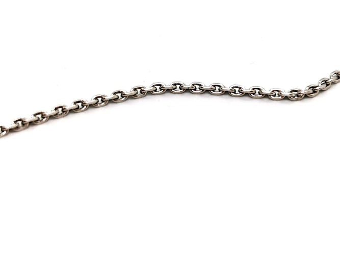 Collier Collier chaîne et pendentif ovale en or blanc 18 carats et diamants 58 Facettes 1182635CD