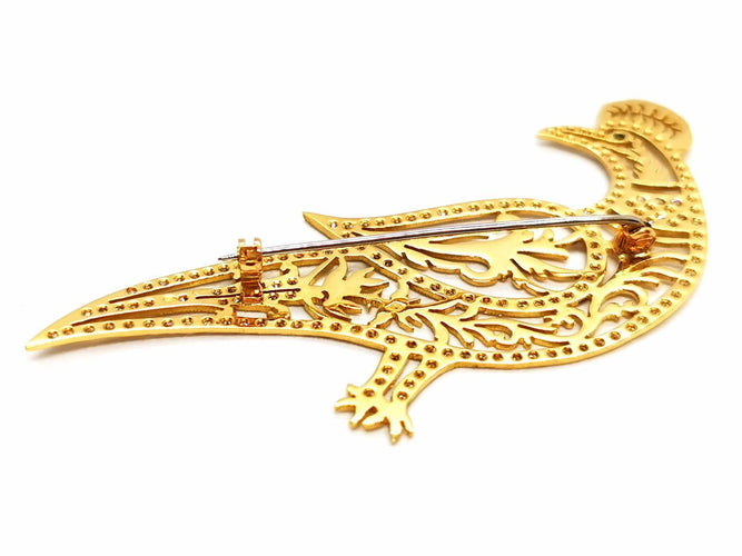 Broche Broche Paon Or jaune Diamant, Emeraude 58 Facettes 1186435CN