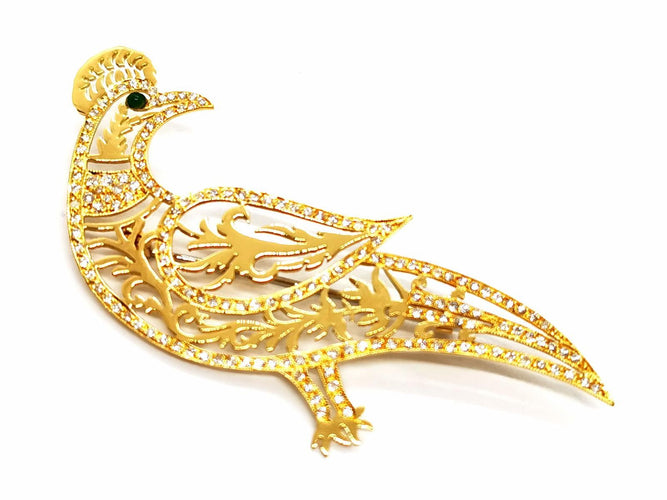 Broche Broche Paon Or jaune Diamant, Emeraude 58 Facettes 1186435CN