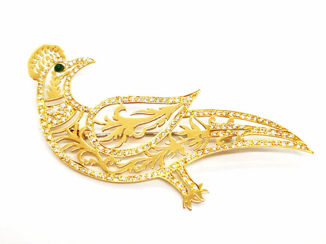 Broche Broche Paon Or jaune Diamant, Emeraude 58 Facettes 1186435CN