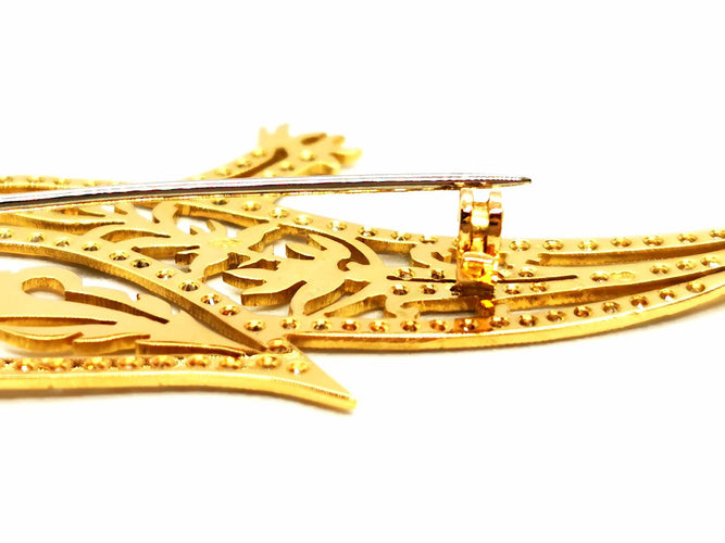 Broche Broche paon en or jaune 18 carats avec diamants et émeraude 58 Facettes 1186435CN