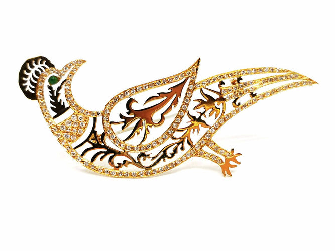 Broche Broche Paon Or jaune Diamant, Emeraude 58 Facettes 1186435CN