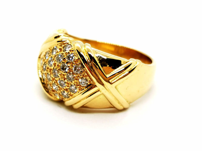 Bague 53 Bague en or jaune 18 carats pavée de diamants 58 Facettes 1186468CN