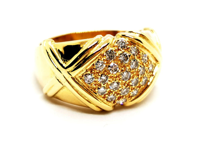 Bague 53 Bague en or jaune 18 carats pavée de diamants 58 Facettes 1186468CN
