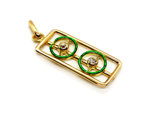 Pendentif Pendentif rectangulaire en or jaune 18 carats et diamants 58 Facettes 1186475CN