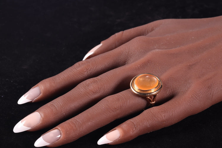 Bague 65 Bague homme intaille ancienne en or jaune 18K et cornaline 58 Facettes 12131-0052