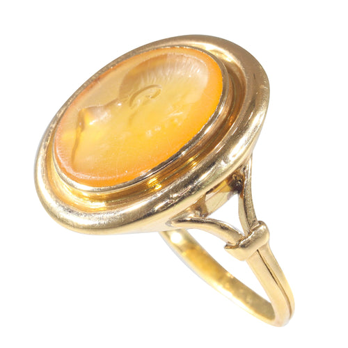 Bague 65 Bague homme intaille ancienne en or jaune 18K et cornaline 58 Facettes 12131-0052
