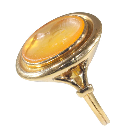 Bague 65 Bague homme intaille ancienne en or jaune 18K et cornaline 58 Facettes 12131-0052