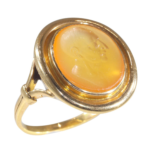 Bague 65 Bague homme intaille ancienne en or jaune 18K et cornaline 58 Facettes 12131-0052