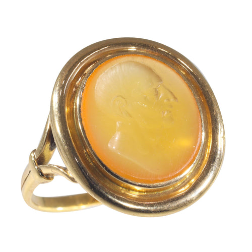 Bague 65 Bague homme intaille ancienne en or jaune 18K et cornaline 58 Facettes 12131-0052