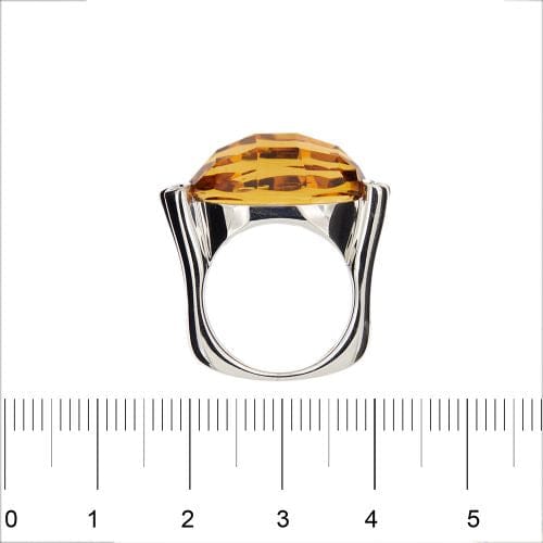 Bague 56 Ponte Vecchio Gioielli - Bague bandeau en or blanc avec citrine et diamants 58 Facettes 12776