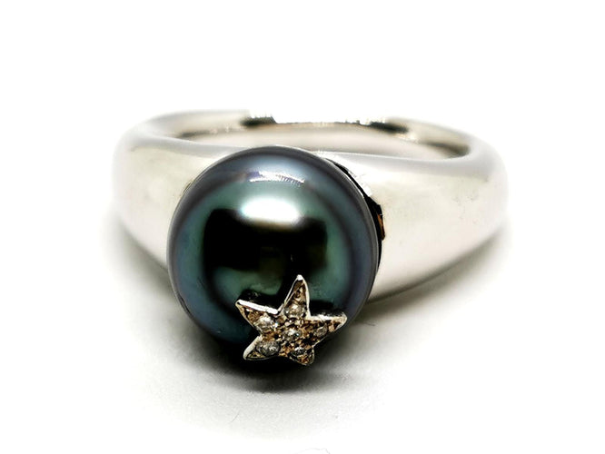 Bague 51 Bague Or blanc Perle, Diamant 58 Facettes 1292003CN