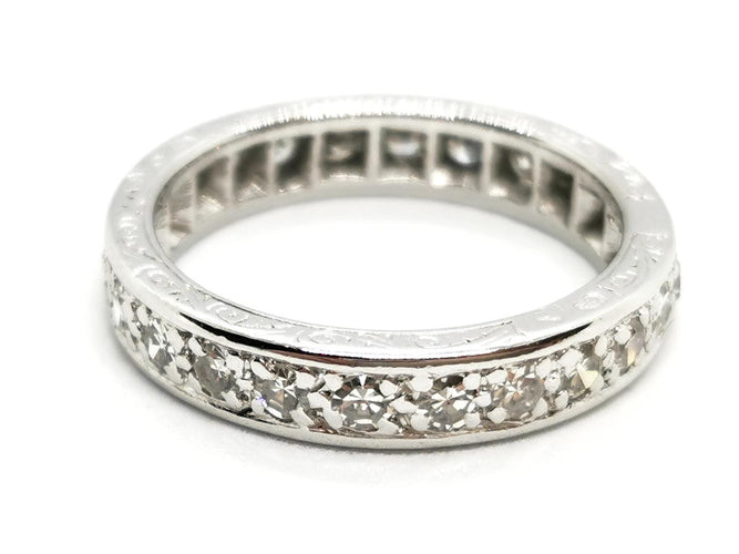 Bague 50 Alliance tour complet - Bague en or blanc 18 carats et platine, diamants 58 Facettes 1292048CN