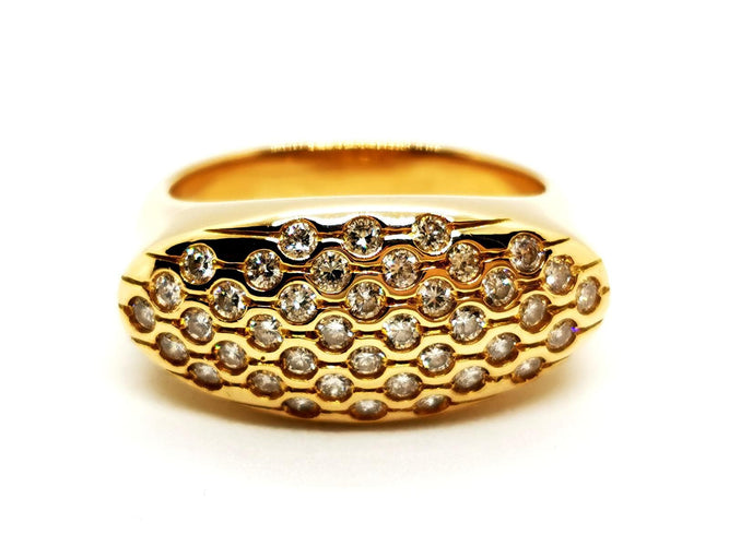 Bague 54 Bague en or jaune 18 carats sertie de diamants 58 Facettes 1292363CN