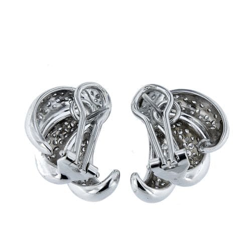 Boucles d'oreilles Boucles d’oreilles à lobe 3 pétales en or blanc et diamants 58 Facettes 12950