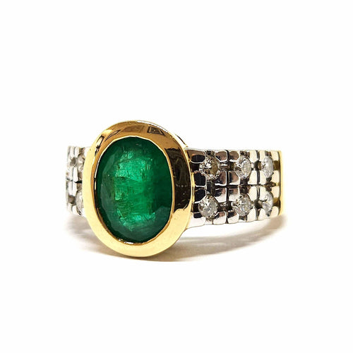 Bague 52 Bague vintage émeraude & diamants 58 Facettes