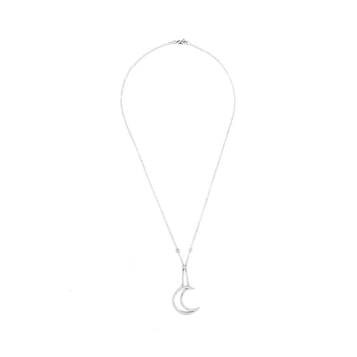 Collier Collier - Pendentif lune en or blanc 18 carats et diamants 58 Facettes 13249