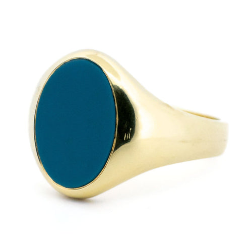 Bague 60 Bague chevalière en agate bleue en or 14 carats 58 Facettes 7CC3916DB1F34D9A856726197078BE9D