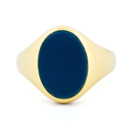 Bague 60 Bague chevalière en agate bleue en or 14 carats 58 Facettes 7CC3916DB1F34D9A856726197078BE9D