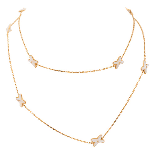 Collier Chaumet Collier Sautoir Jeux de liens Or rose, Nacre Diamant 58 Facettes 1347094CN