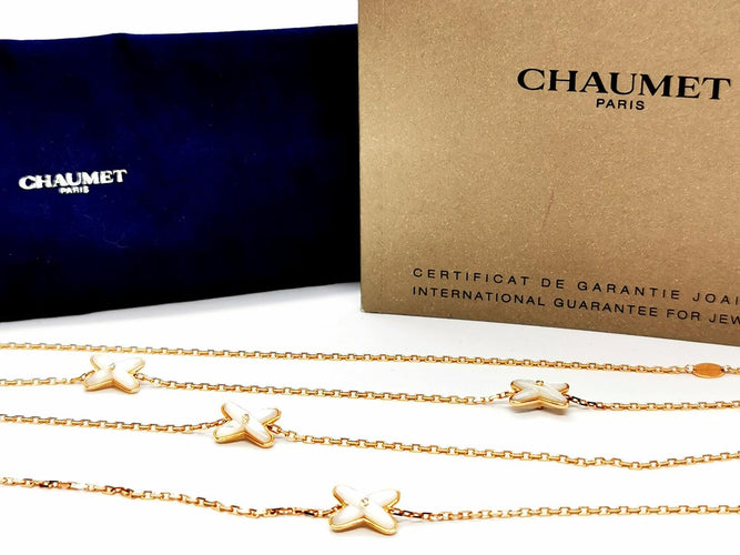 Collier Chaumet Collier Sautoir Jeux de liens Or rose, Nacre Diamant 58 Facettes 1347094CN