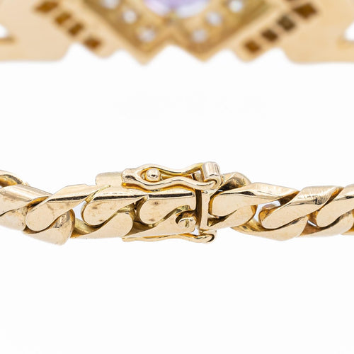 Bracelet Bracelet semi-rigide en or jaune 18 carats, améthyste et diamants 58 Facettes 1352336CN